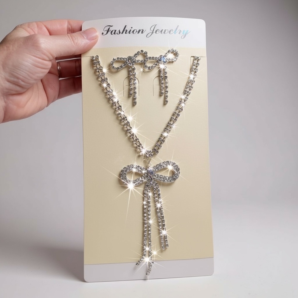Fashion Jewelry Silver Sparkling Necklace Set